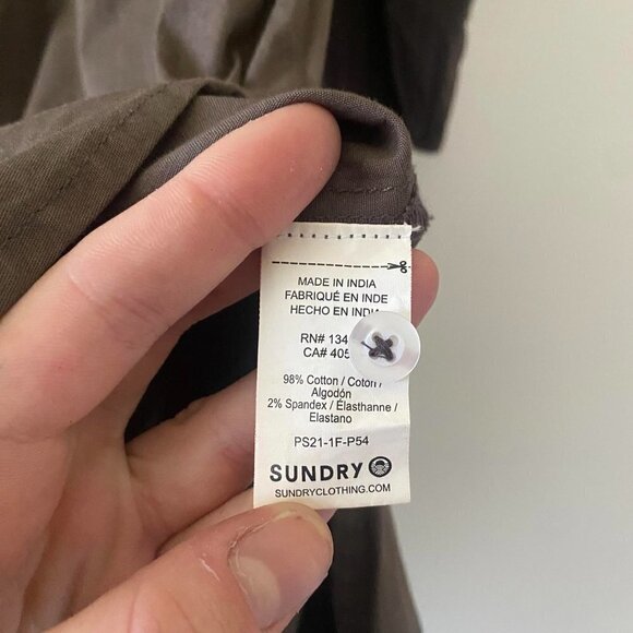 SUNDRY brown cotton long sleeve maxi sheath dress - Picture 5 of 8